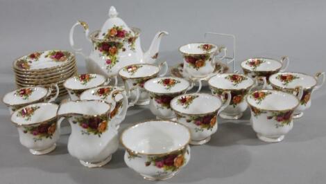 A Royal Albert Old Country Roses bone china part tea service.