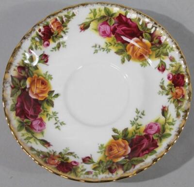 A Royal Albert Old Country Roses bone china part tea service. - 2