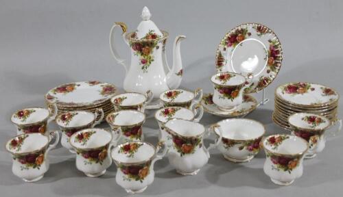 A Royal Albert Old Country Roses bone china part coffee service.