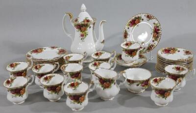 A Royal Albert Old Country Roses bone china part coffee service.