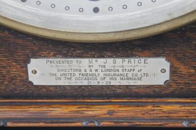 A 1920's oak cased Napoleon hat mantel clock - 3