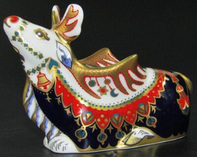 A Royal Crown Derby reindeer paperweight