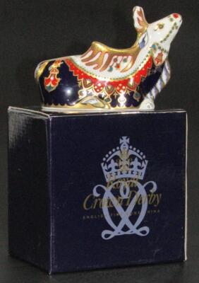 A Royal Crown Derby reindeer paperweight - 4