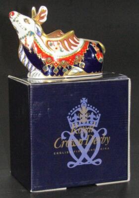 A Royal Crown Derby reindeer paperweight - 4