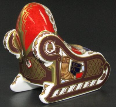 A Royal Crown Derby Santa Claus in a sleigh paperweight - 2