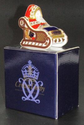 A Royal Crown Derby Santa Claus in a sleigh paperweight - 4