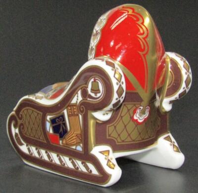 A Royal Crown Derby Santa Claus in a sleigh paperweight - 2