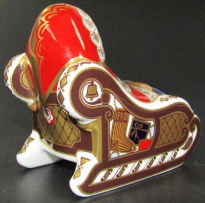 A Royal Crown Derby Santa Claus in a sleigh paperweight - 2