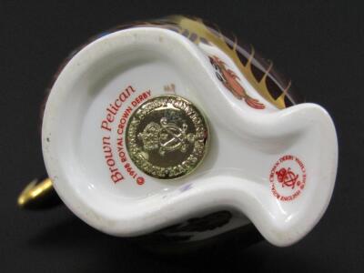 A Royal Crown Derby brown pelican paperweight - 3