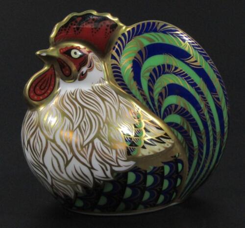 A Royal Crown Derby Farmyard Cockerel paperweight