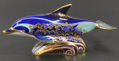 A Royal Crown Derby bottle nosed dolphin paperweight - 2