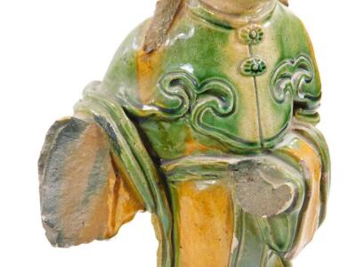 A pair of Chinese pottery Ming style figures - 21