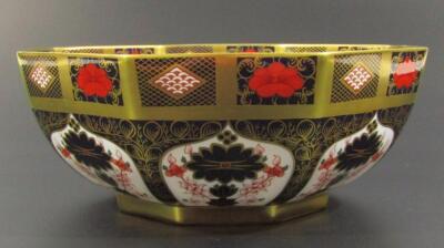 A Royal Crown Derby Imari pattern hexagonal fruit bowl