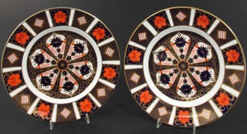 A pair of Royal Crown Derby Imari pattern side plates