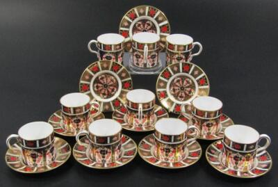 A matched set of ten Royal Crown Derby Imari pattern coffee cans