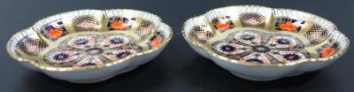 A matched pair of Royal Crown Derby Imari pattern pin dishes - 2