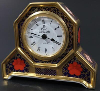 A Royal Crown Derby Imari pattern quartz mantel clock