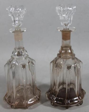 A pair of late 19thC mallet shaped decanters