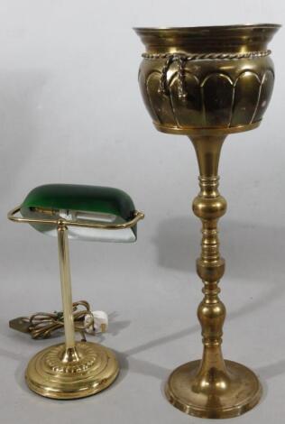 A 1930's style brass desk lamp