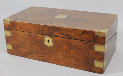 A mid 19thC walnut campaign writing box