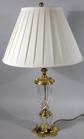 A 20thC brass and glass table lamp