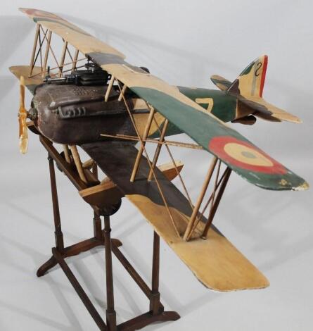 A plastic moulded model of a WWI bi-plane