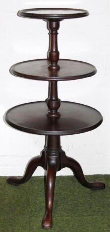 A George III mahogany three tier dumb waiter