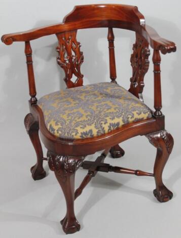 A mahogany finish corner chair