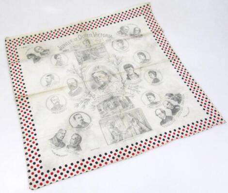 A Royal Commemorative Queen Victoria Jubilee silk handkerchief