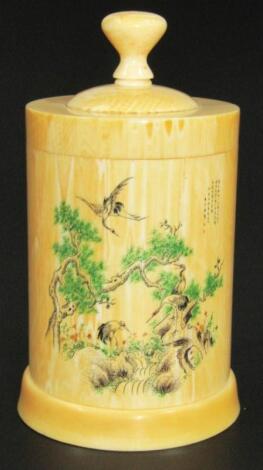 An early 20thC ivory jar and cover