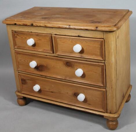 A stripped pine chest