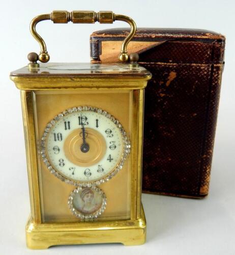 A late 19th/early 20thC French brass carriage clock