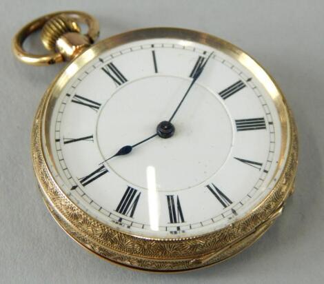 A late 19th/early 20thC Continental yellow metal fob watch