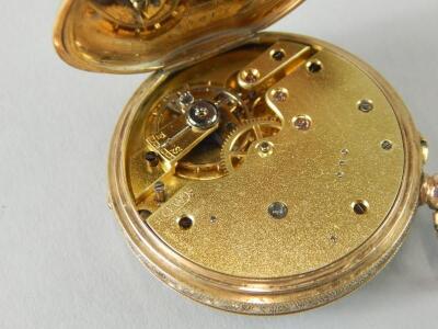 A late 19th/early 20thC Continental yellow metal fob watch - 3