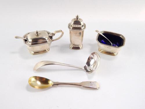 A George VI three piece condiment set