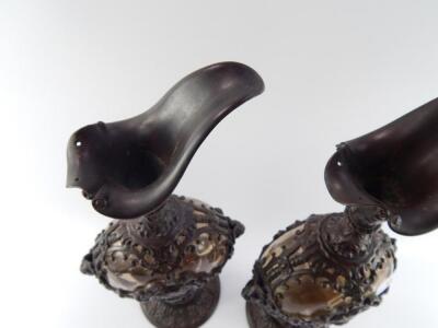 A pair of Continental late 19thC glass and bronze mounted ewers - 3