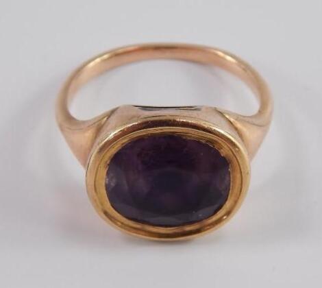 A George III amethyst set mourning ring