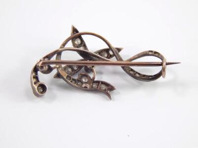 A 19thC diamond set scrolling floral brooch - 2