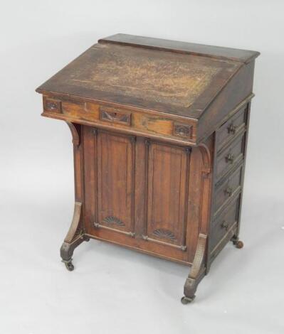 A Victorian rosewood and burr walnut davenport