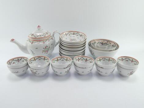 A New Hall late 18thC porcelain tea service