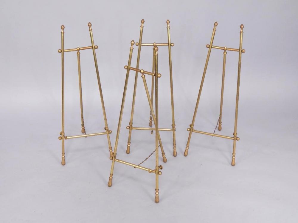 Four brass easel picture stands