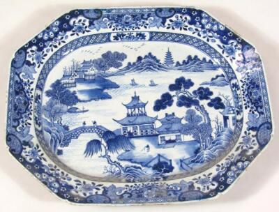 An 18thC Chinese export porcelain meat platter