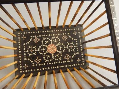 An early 19thC Anglo Indian ebony ivory and porcupine quill basket - 2