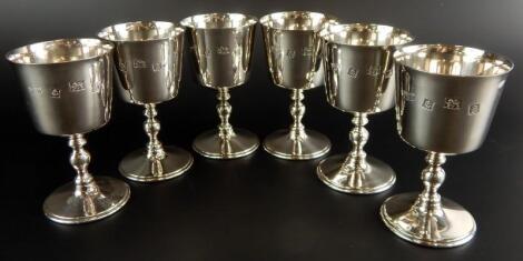 A set of six Elizabeth II silver goblets