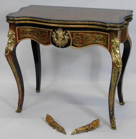 A 19thC Boulle fold over card table