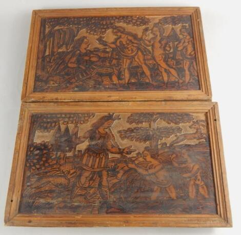 A pair of late 17th/early 18thC Italian cedar panels