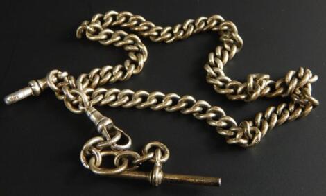 A silver watch chain