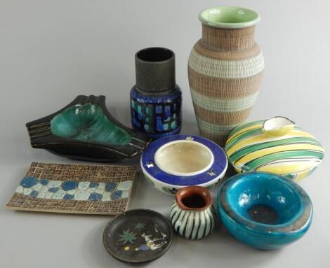 A collection of Studio and other retro style ceramics