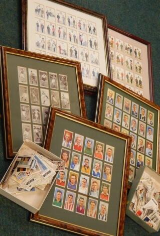 Various framed cigarette cards