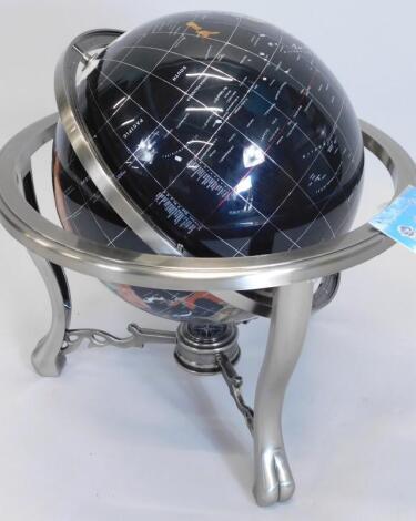 A brushed steel globe